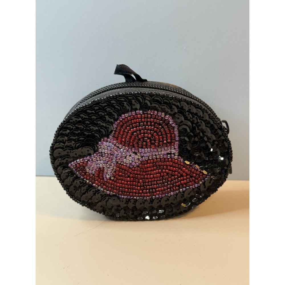 Red Hat Society Sequin Change Purse Zip Closure